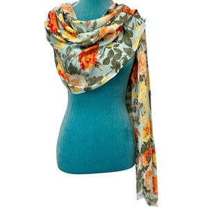 Talbots Floral Viscose Scarf, NWT